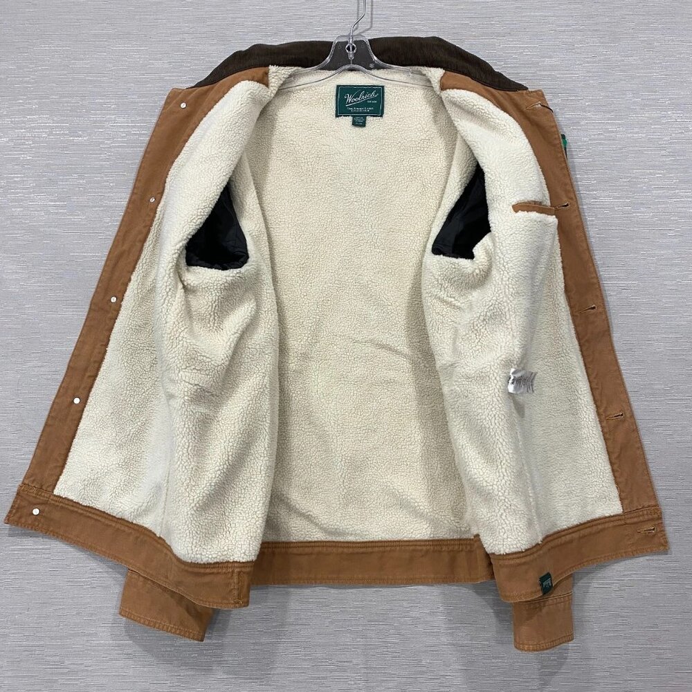 Woolrich Brown Corduroy Collar Sherpa-Lined Bomber Jacket - Picture 3 of 16